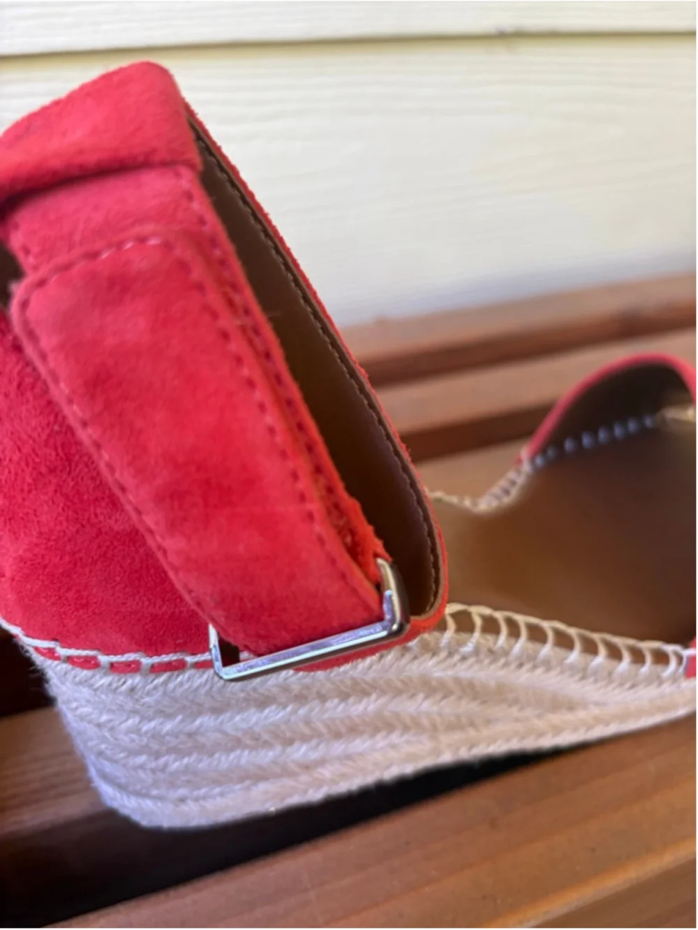 Franco Sarto Clemens Espadrille Wedge Sandals Cherry Red Suede Size 6M